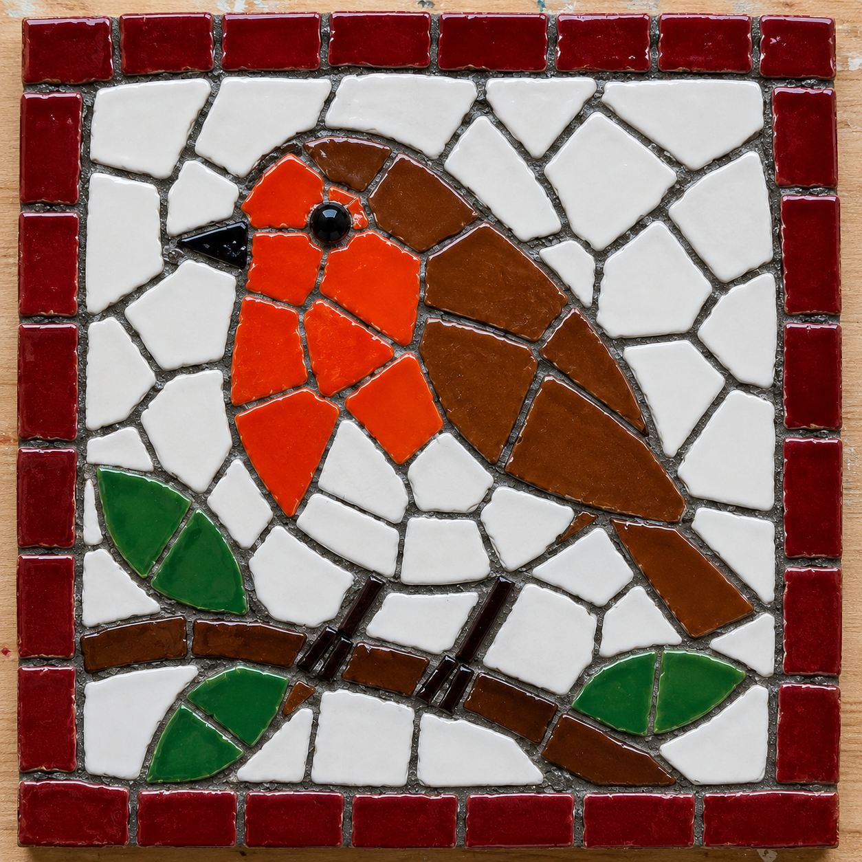 Robin on a Branch mosaic inspiration